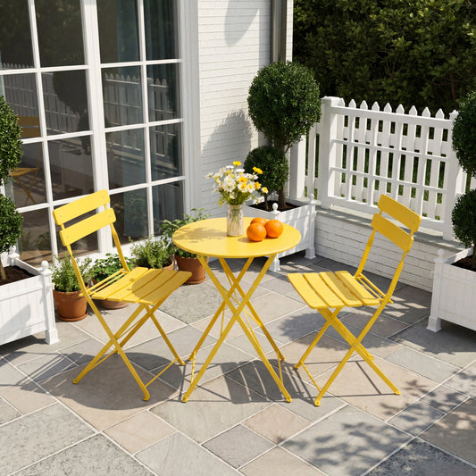 Tuarex Three Piece Folding Steel Bistro Set For Patio