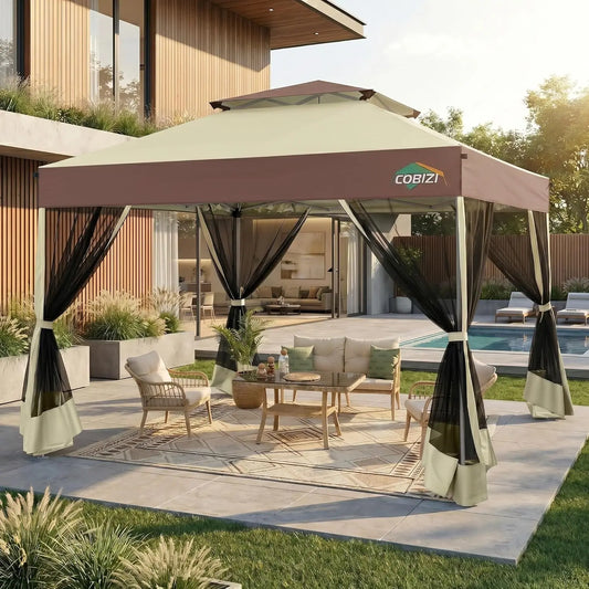 One Push Pop Up Gazebo With Dual Vent Mosquito Netting