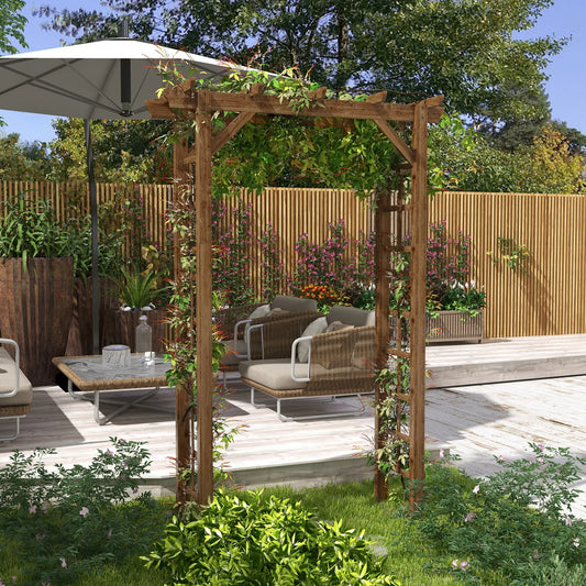 Outsunny Wooden Garden Pergola And Arch For Climbing Plants