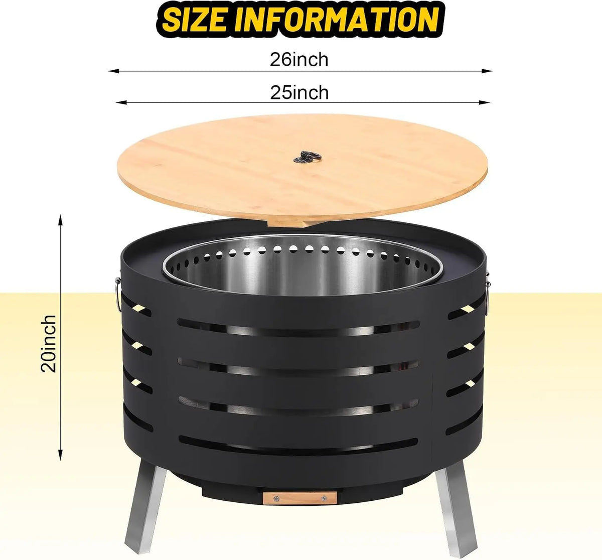 Garvee Smokeless Tabletop Fire Pit With Removable Ash Pan Lid