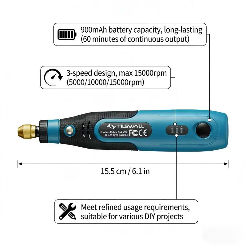 Parrior Mini Cordless Rotary Tool With 82pc Accessory Kit