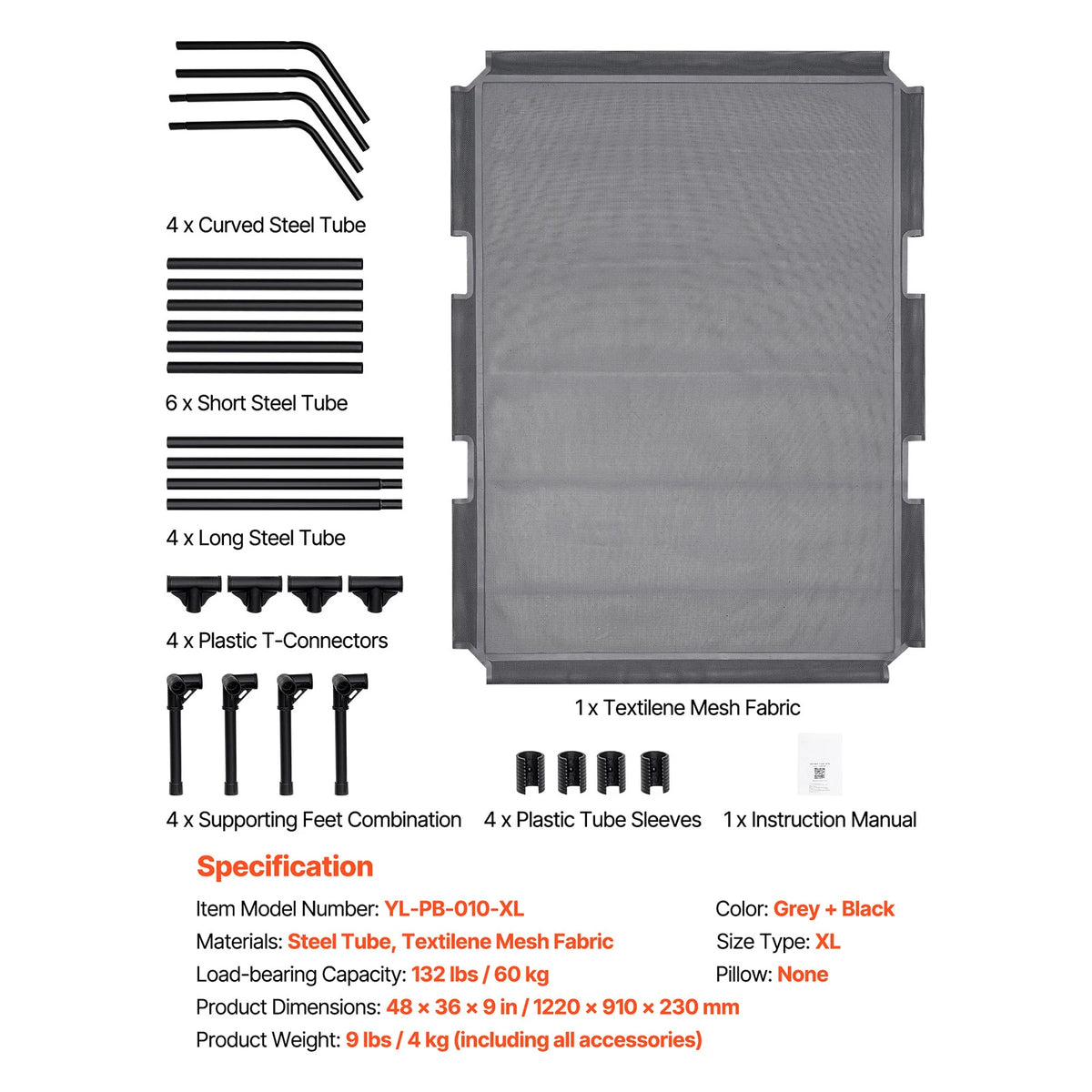 SucceBuy Elevated Dog Bed With Breathable Mesh And Frame