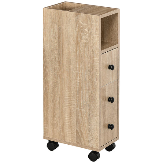 Kleankin Freestanding Mobile Bathroom Cabinet With Drawers And Doors