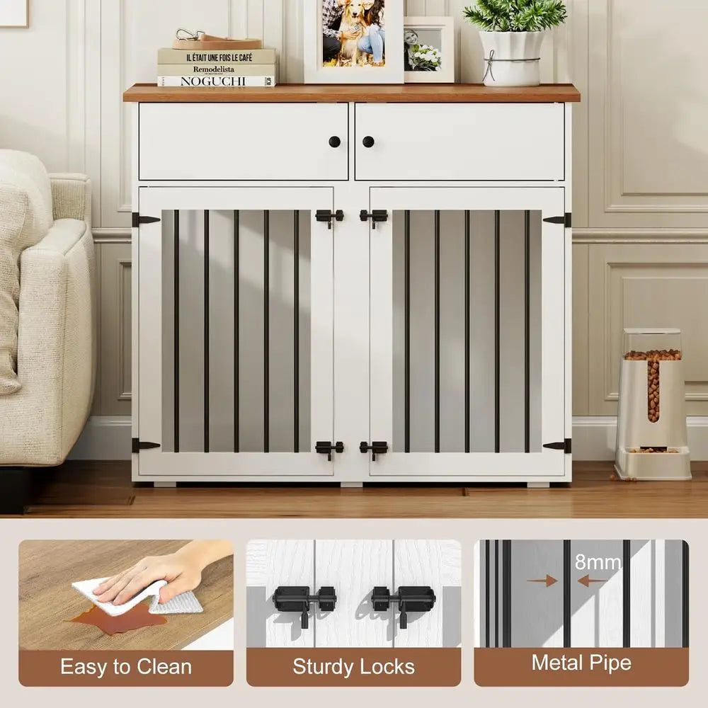 Modern Farmhouse Indoor Dog Crate With Removable Divider