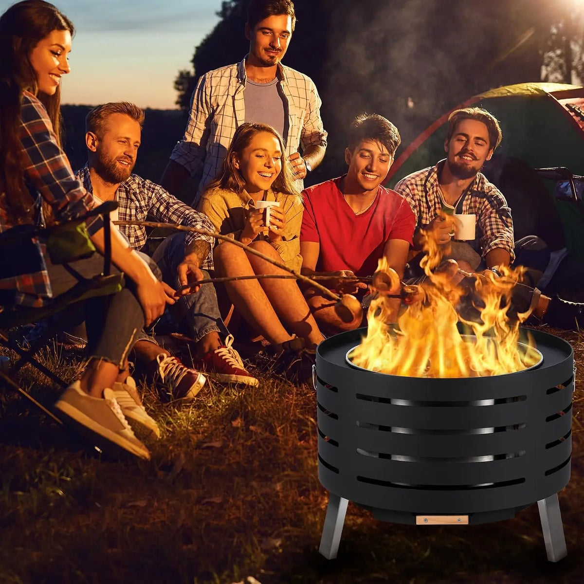 Garvee Smokeless Tabletop Fire Pit With Removable Ash Pan Lid
