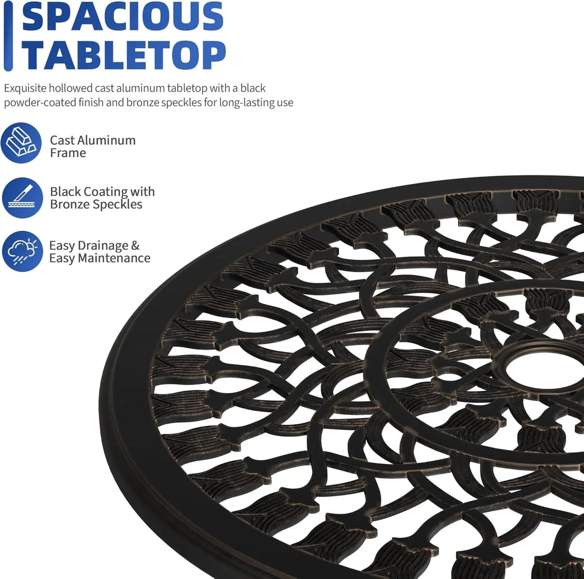 HiMiss Round Aluminum Side Table With Umbrella Hole
