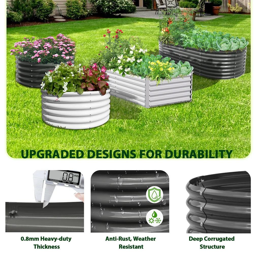 Tramull Corrugated Galvanized Metal Raised Garden Bed For Outdoors