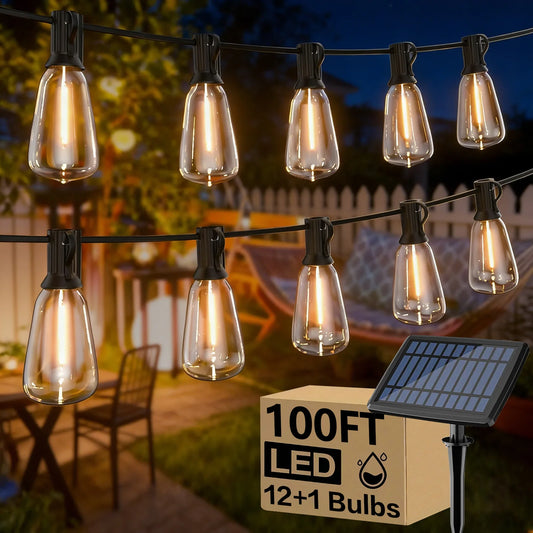Waterproof Solar String Lights Featuring E12 Bulbs For Garden Lighting