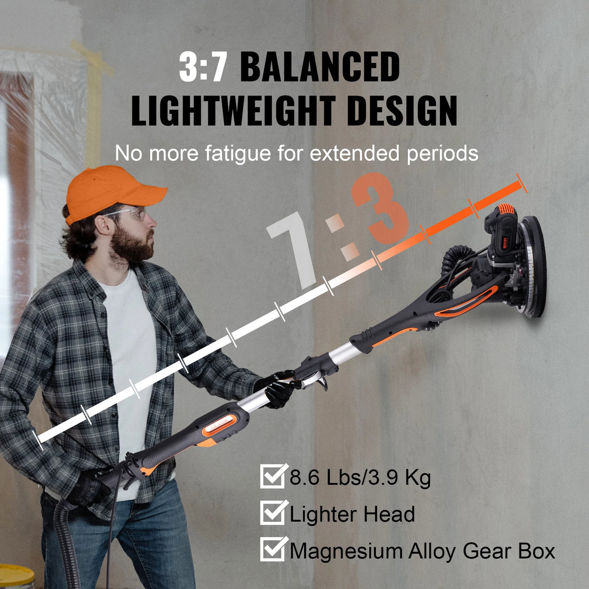 SucceBuy 850W Electric Drywall Sander With Adjustable Speed