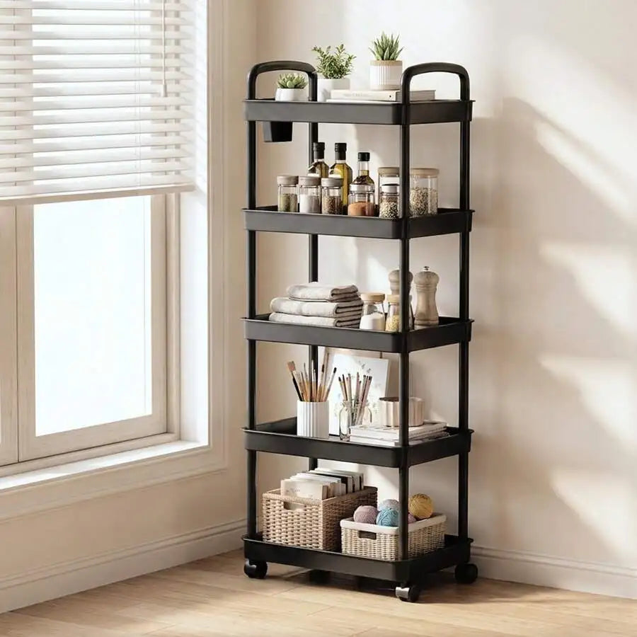 Multi Tier Metal Rolling Utility Storage Cart With Wheels