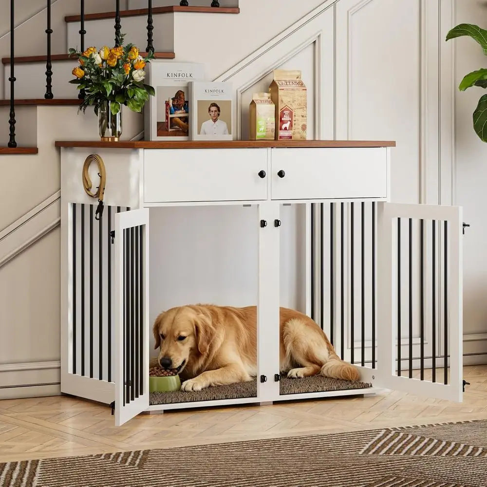 Modern Farmhouse Indoor Dog Crate With Removable Divider