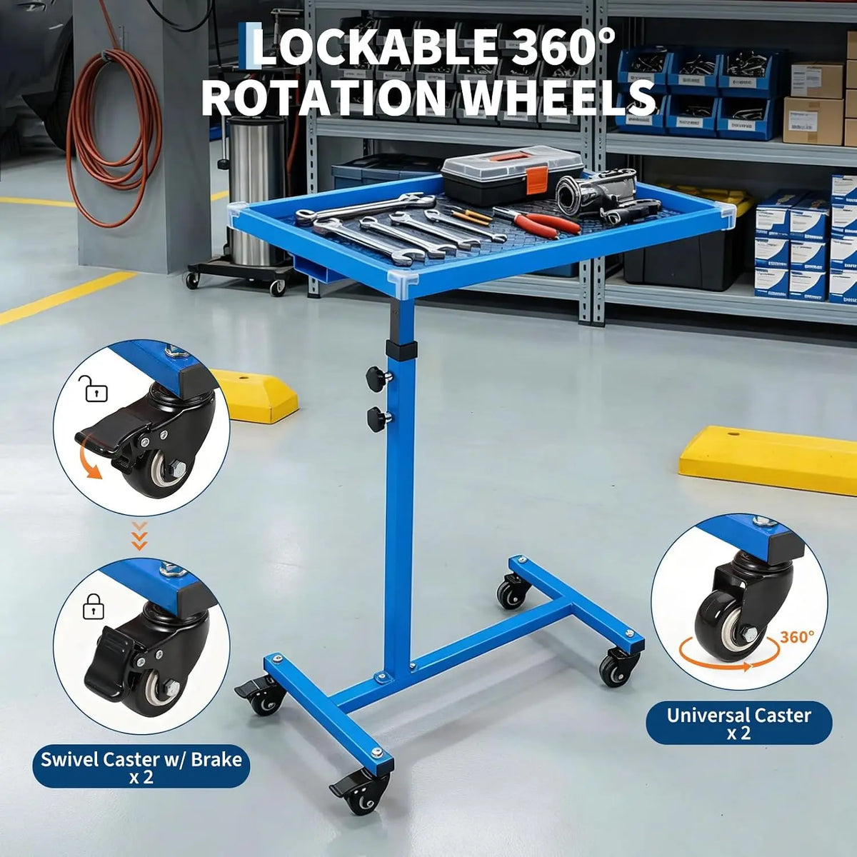 Tacleekii Rolling Tool Table Heavy Duty Mobile Workbench Garage