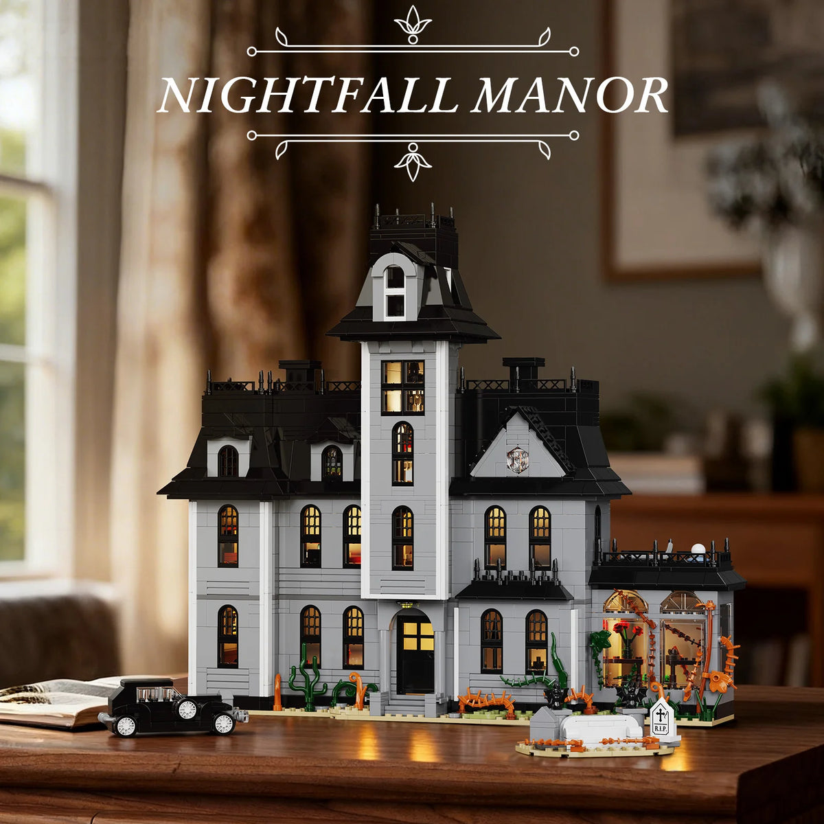Gothic Nightfall Manor Building Blocks Set Architecture Desktop Ornament