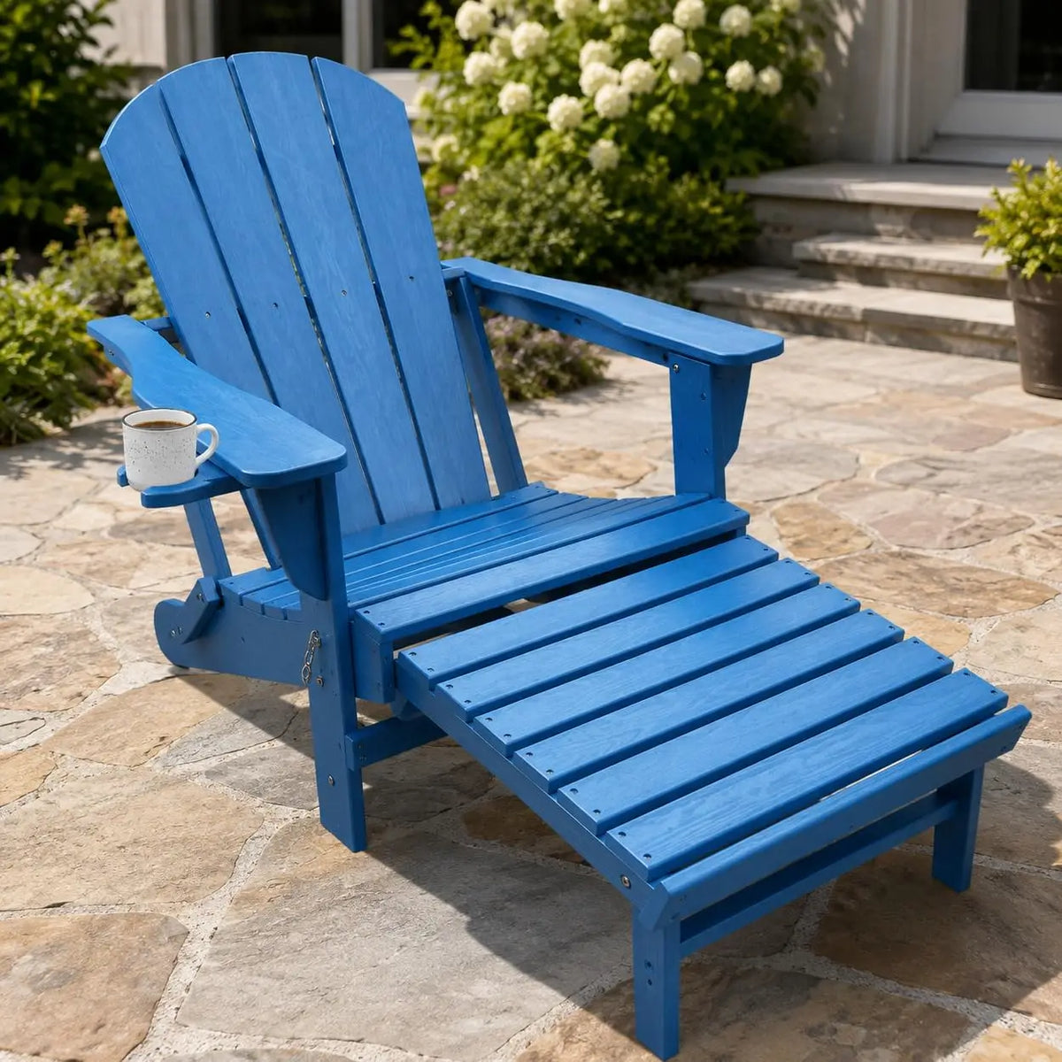 Sunvasagoo Folding Hdpe Adirondack Chair With Retractable Ottoman