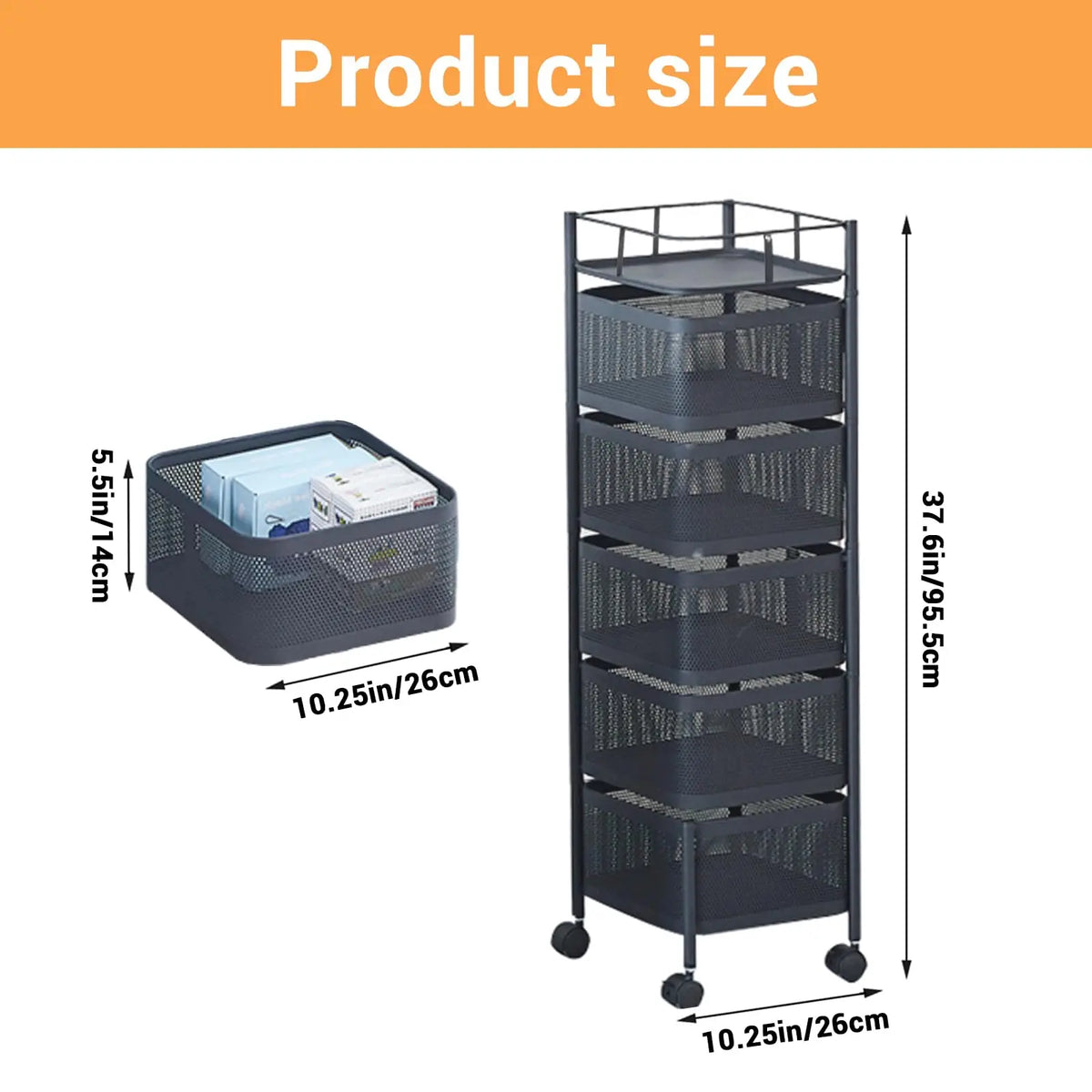 HiMiss Metal Rotating Kitchen Storage Rack For Home Organization