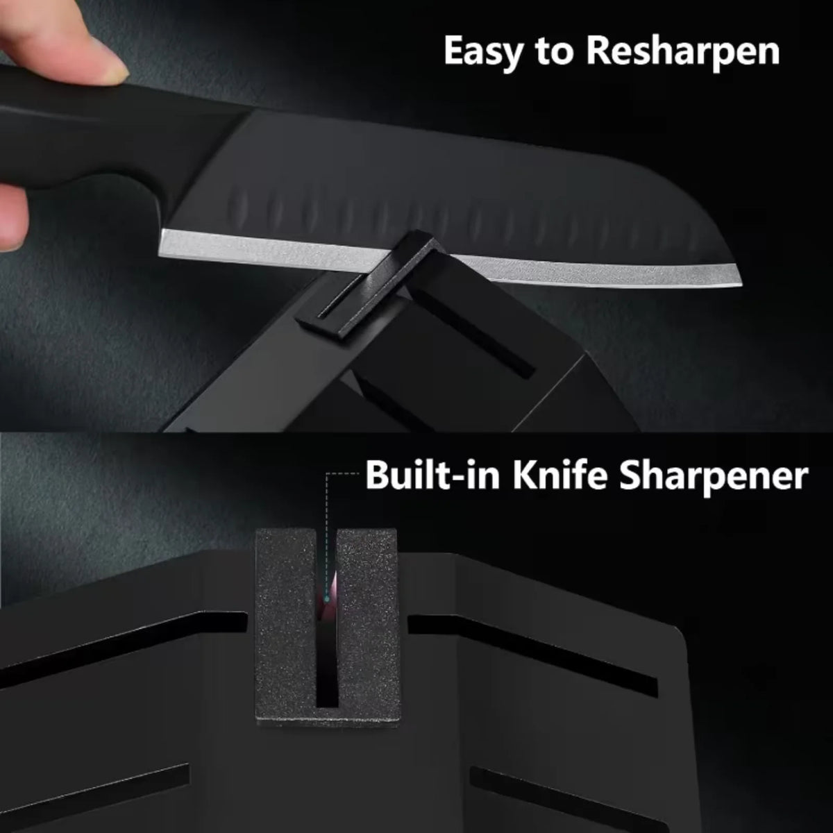 15 Piece Stainless Steel Kitchen Knife Set With Integrated Sharpener