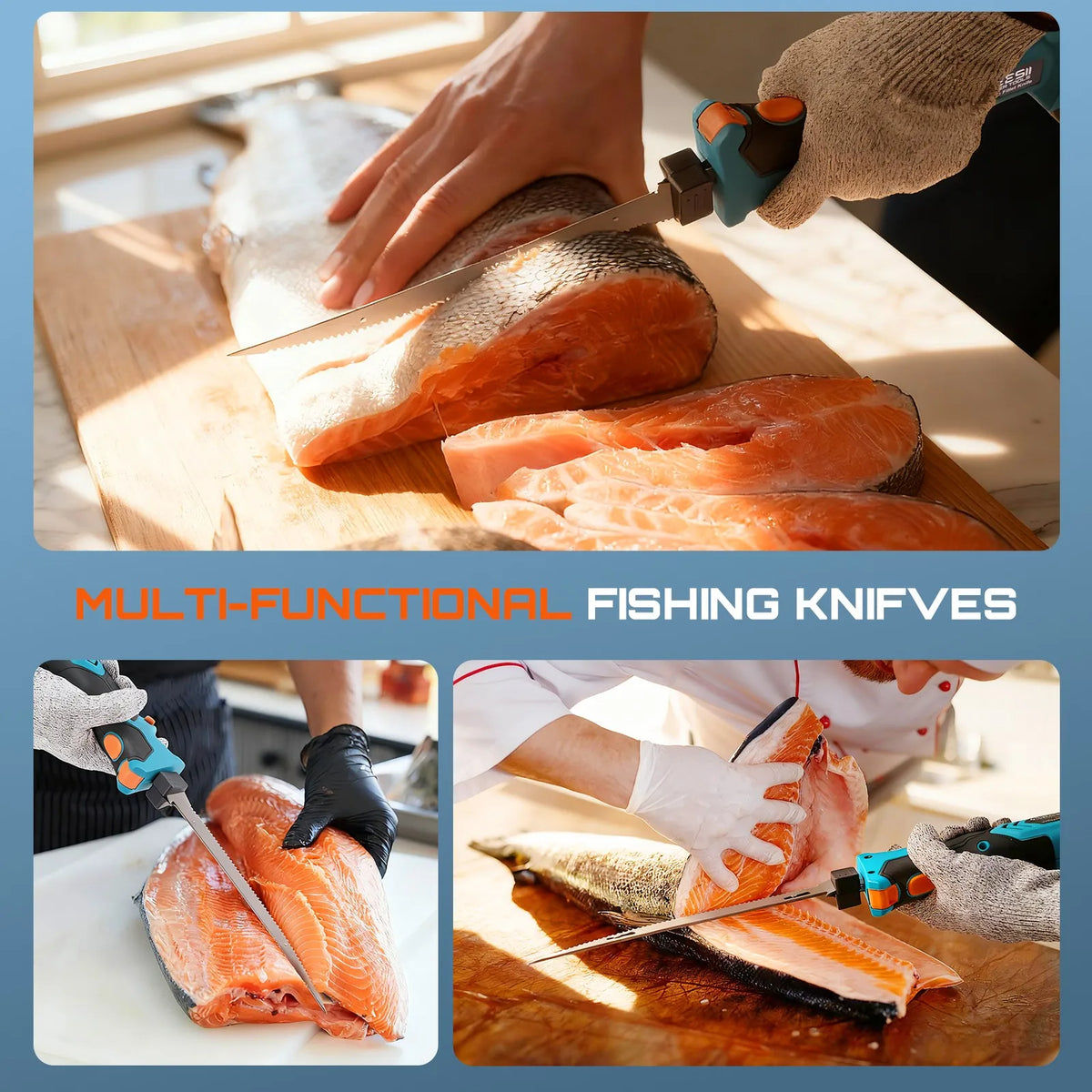 Cordless Electric Fillet Knife Set Rechargeable Batteries For Kitchen