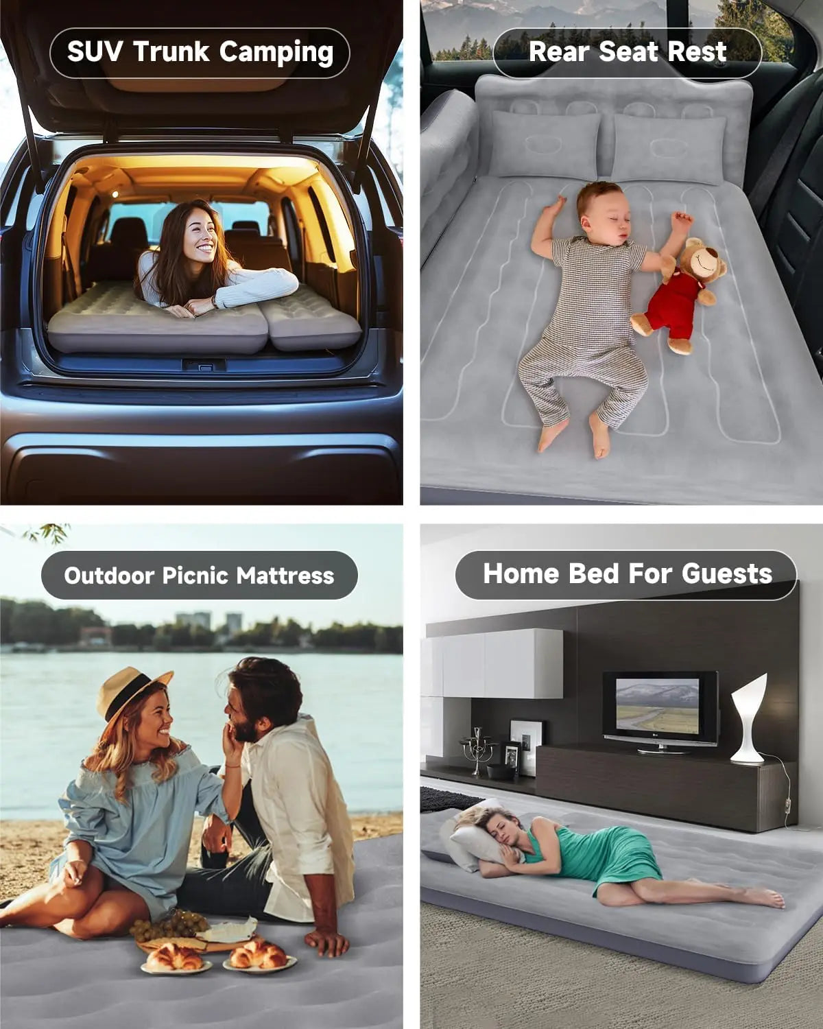Umbrauto Inflatable Car Air Mattress With Pump For SUV Camping