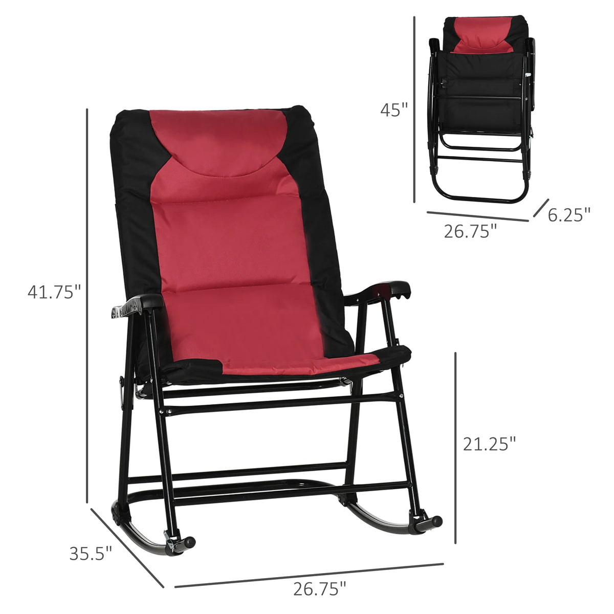 Outsunny Premium Foldable Rocking Outdoor Camping Chairs