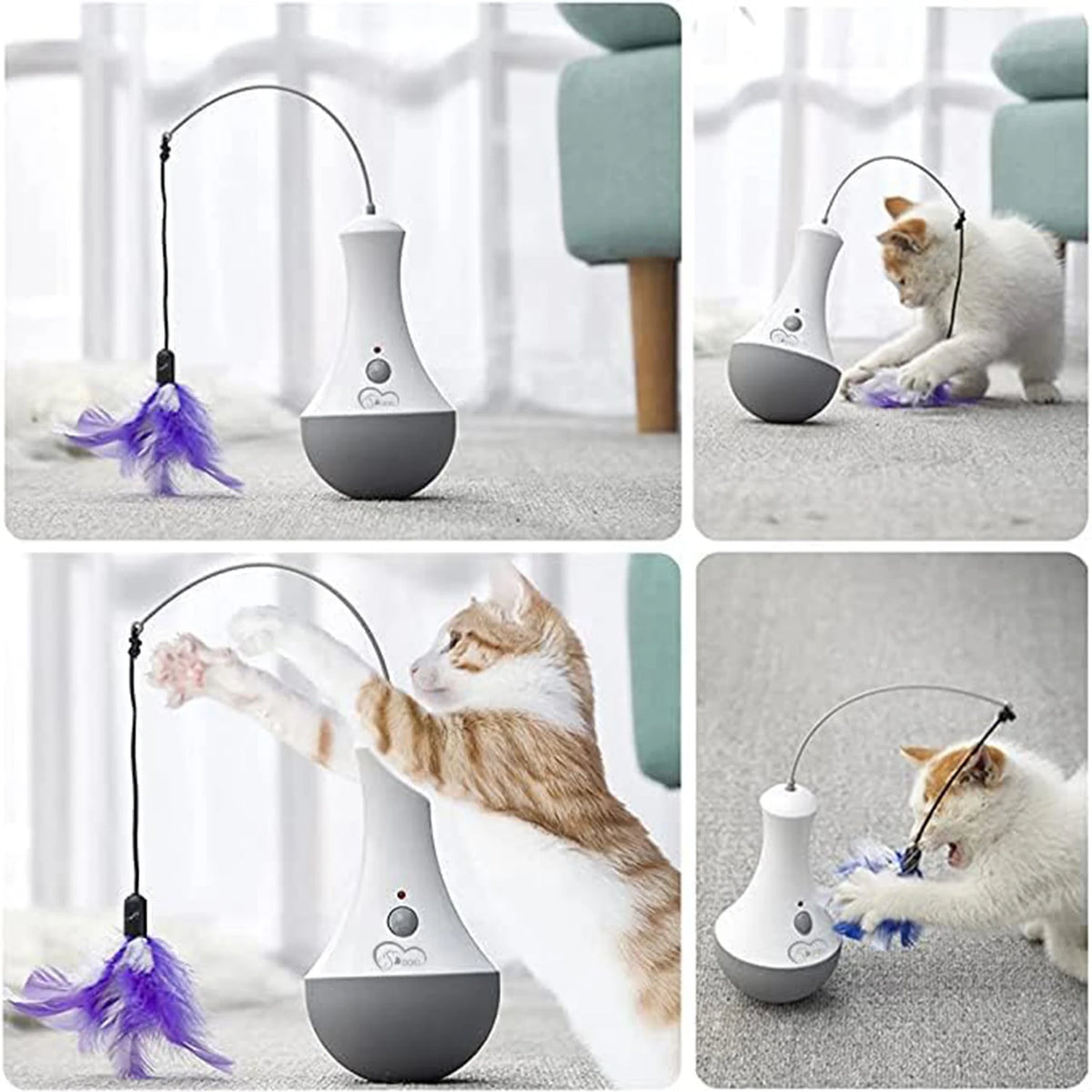 Interactive Automatic Cat Feather Toy For Indoor Play And Exercise