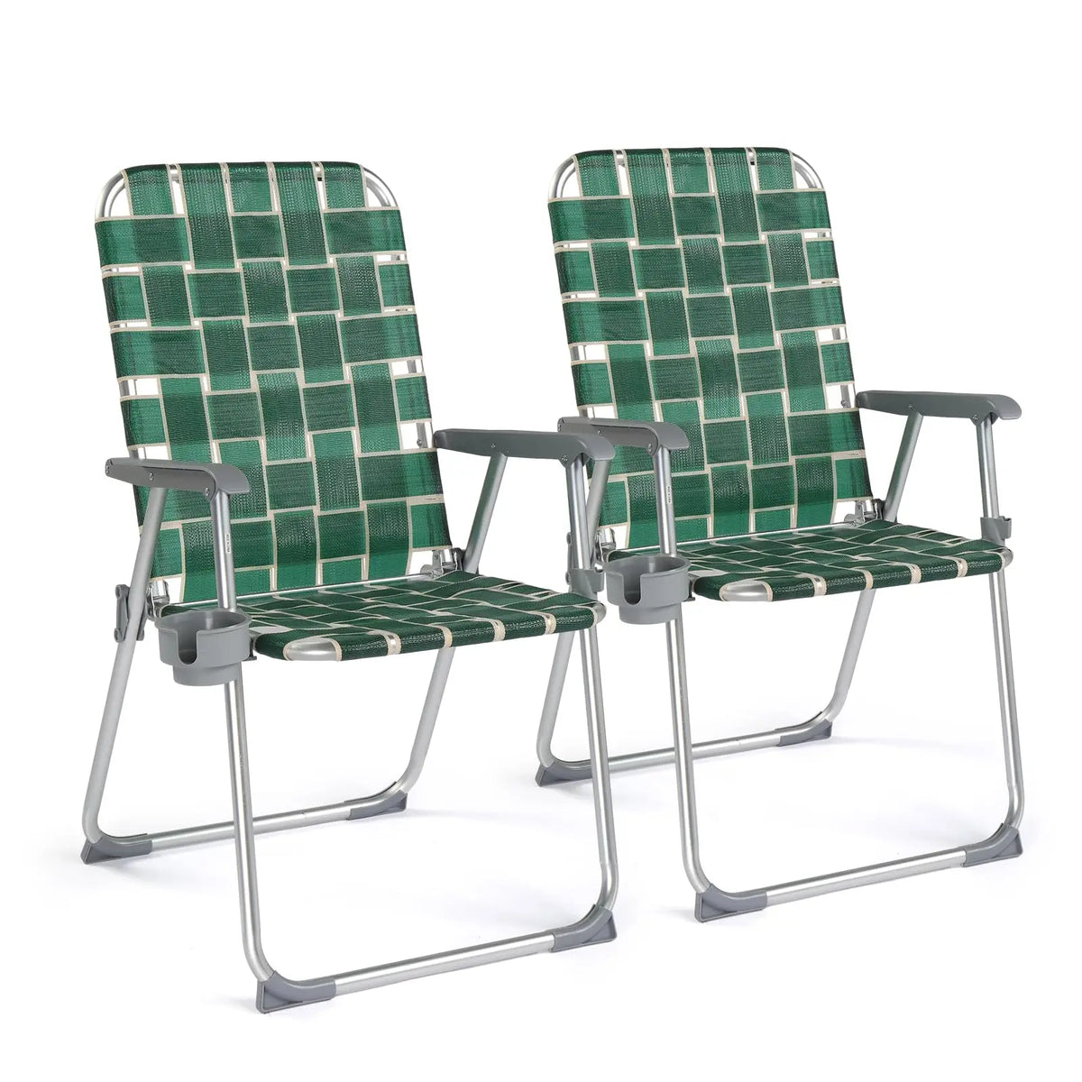 VINGLI Foldable Aluminum Patio Chairs With Cup Holders
