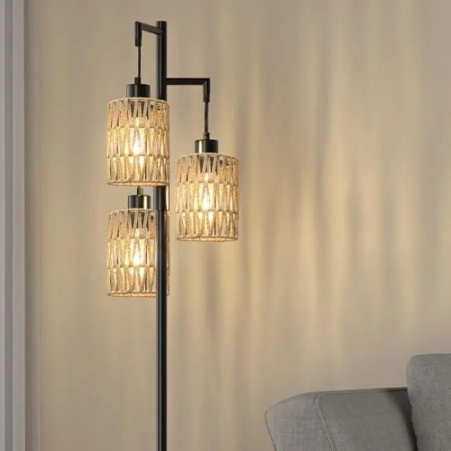 Stepless Dimmable Boho Industrial Corner Standing Floor Lamp