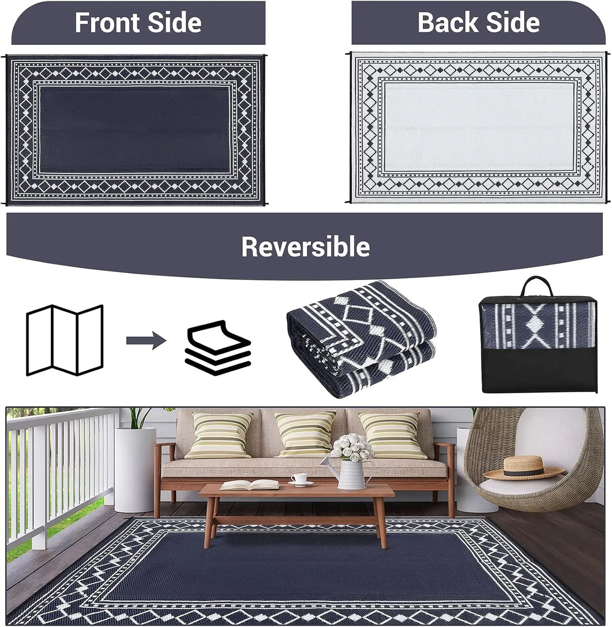 Garvee Waterproof Washable Polyester Flocking Living Room Area Rug