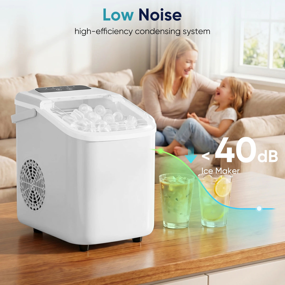 Compact Countertop Portable Ice Maker With Scoop And Handle