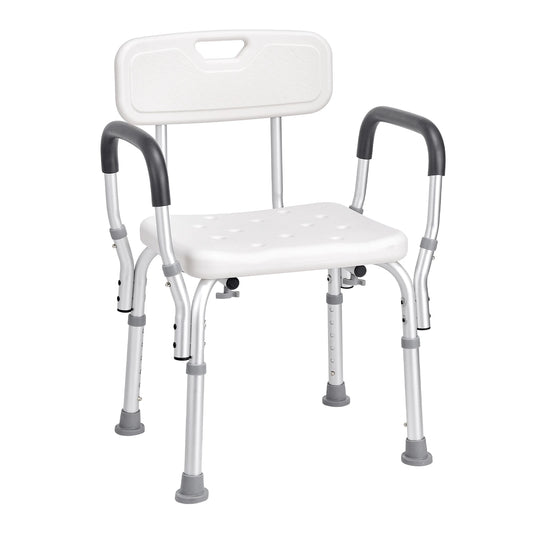 SucceBuy Adjustable Height Shower Chair With Reliable Back