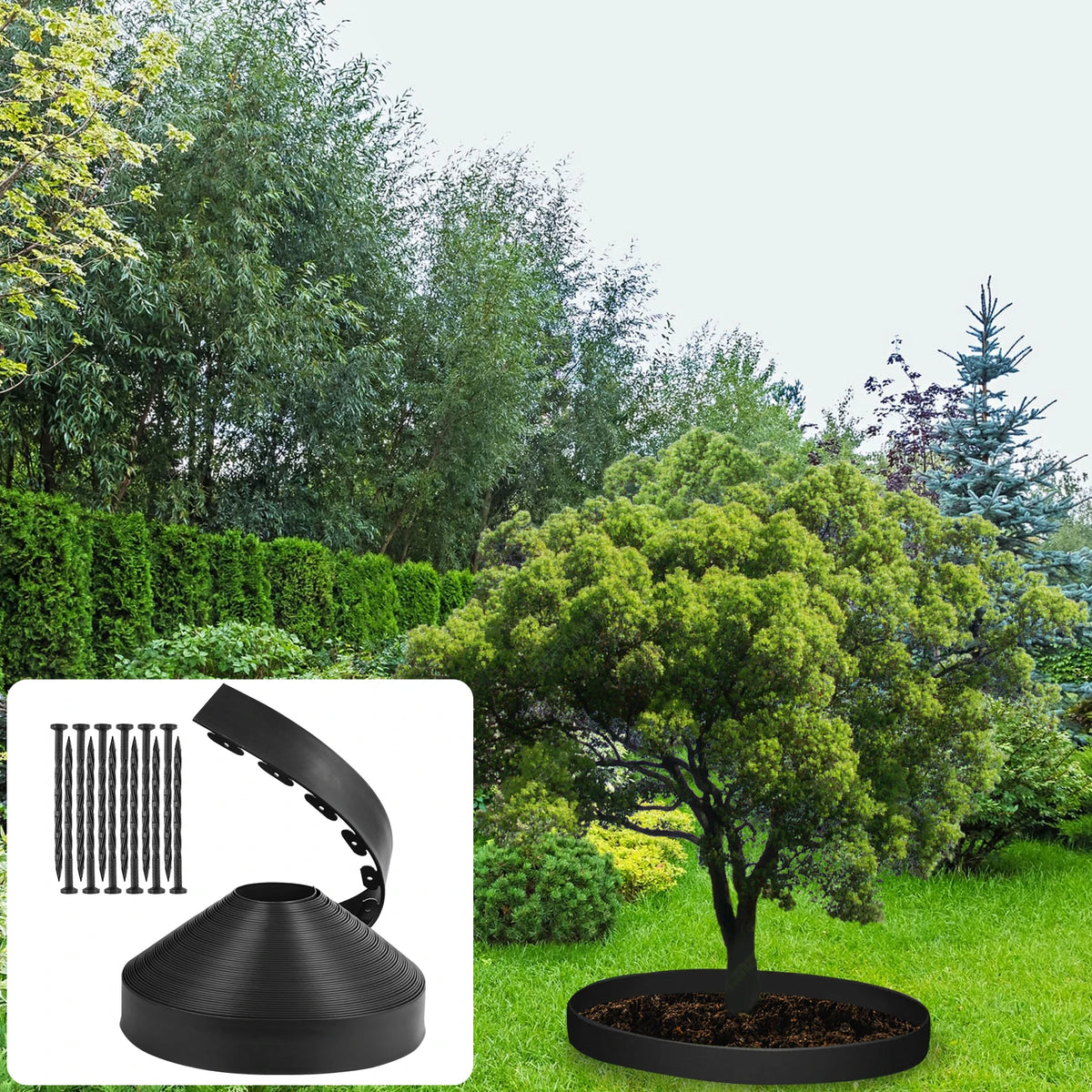 Durable Flexible Landscape Lawn Edging Border Kit With Ground Spikes