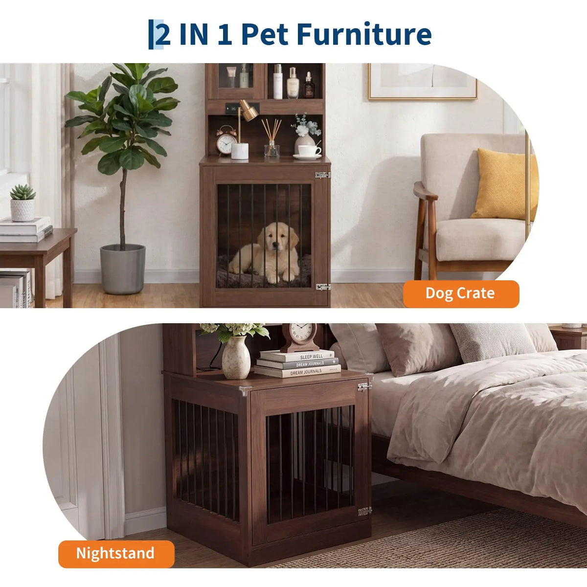 Premium Wooden Dog Crate Furniture Nightstand For Small Pets