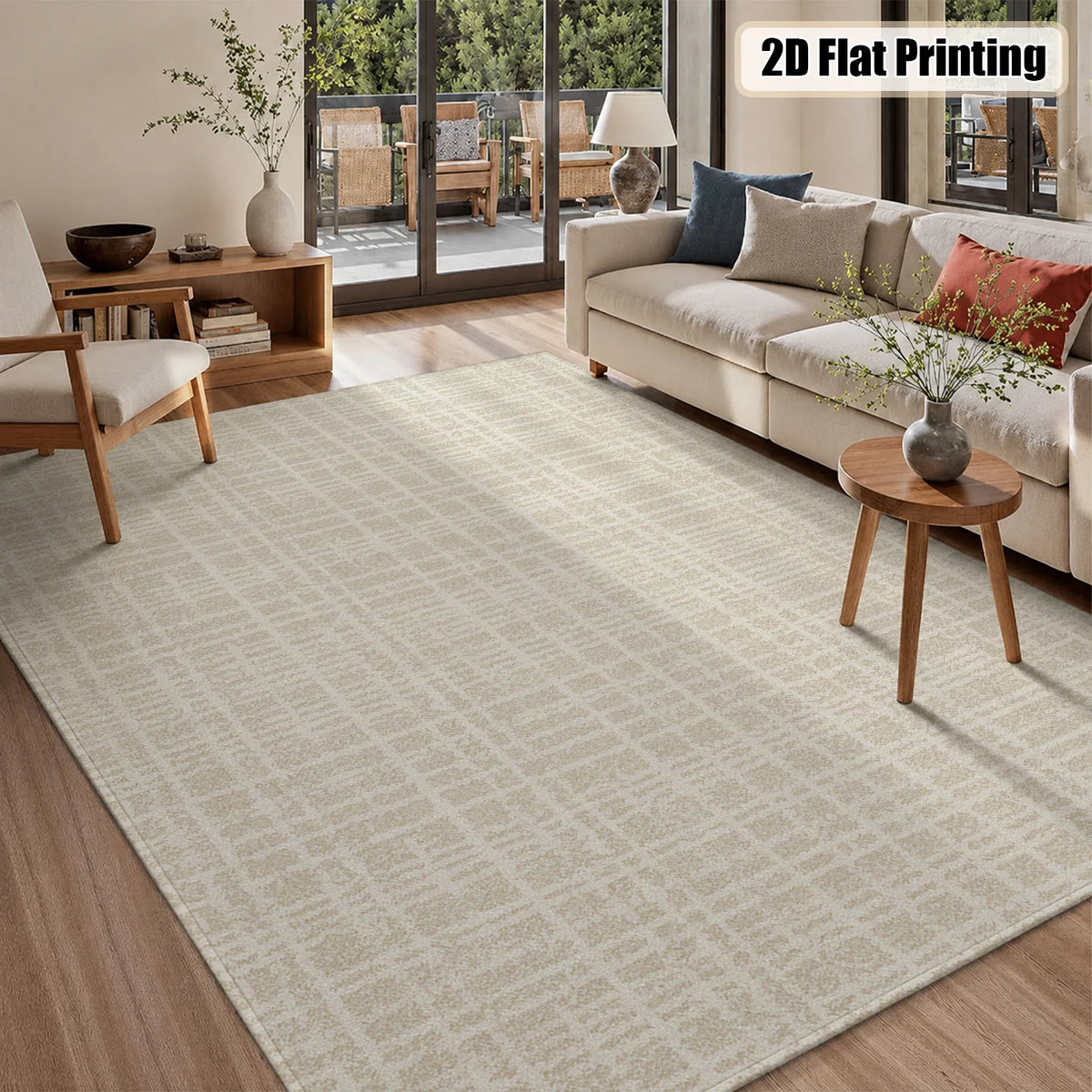 Modern Soft Velvet Striped Area Rug With Non Slip Backing