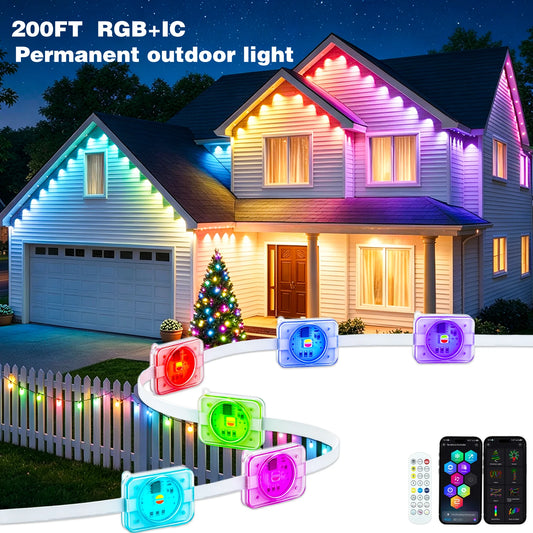 Ailbton Permanent Outdoor RGB LED Strip Lights With Remote