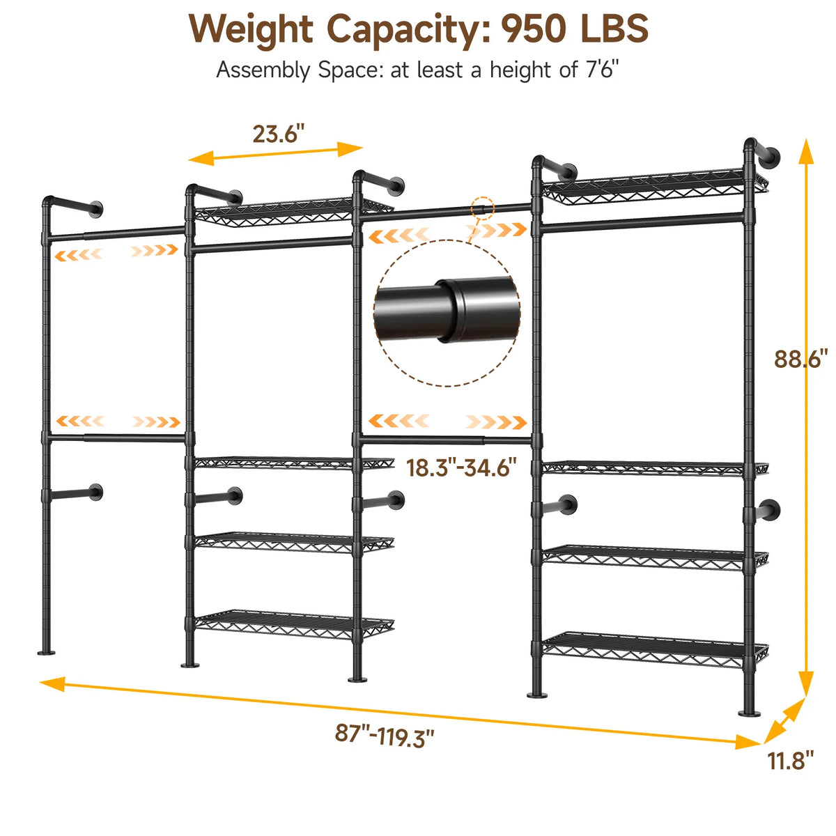 Onbrill Modern Wall Mounted Industrial Pipe Clothes Rack