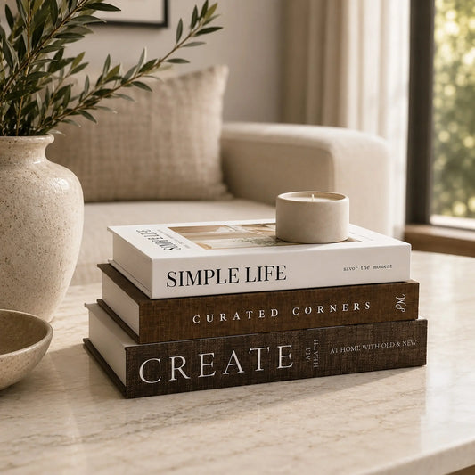 Decorative Faux Book Set Alloy Home Decor Coffee Table