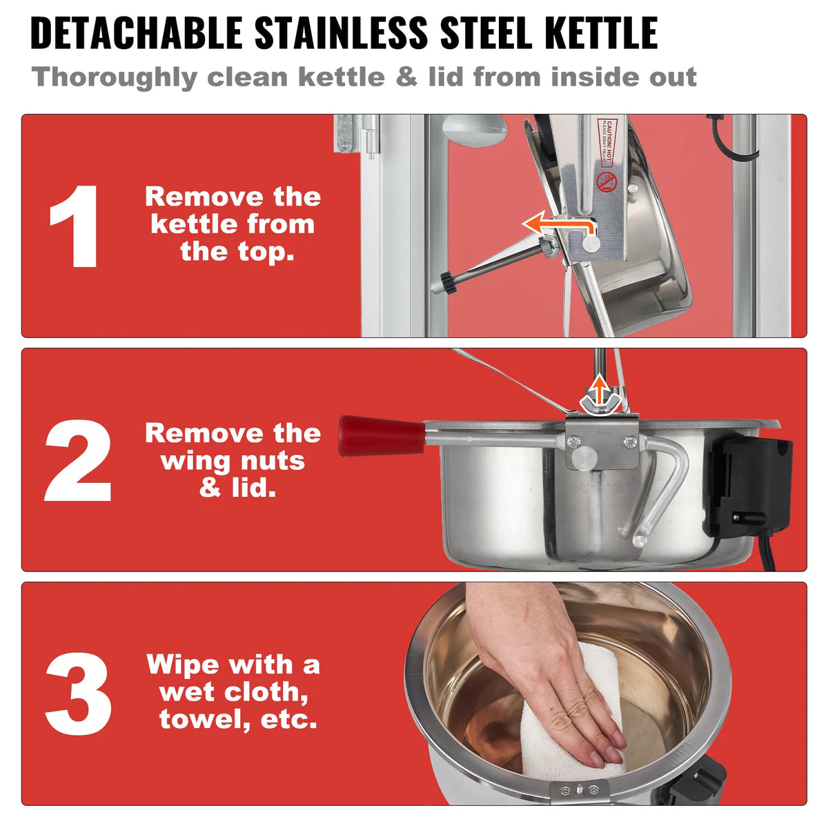 SucceBuy Commercial Electric Popcorn Maker with SUS304 Kettle
