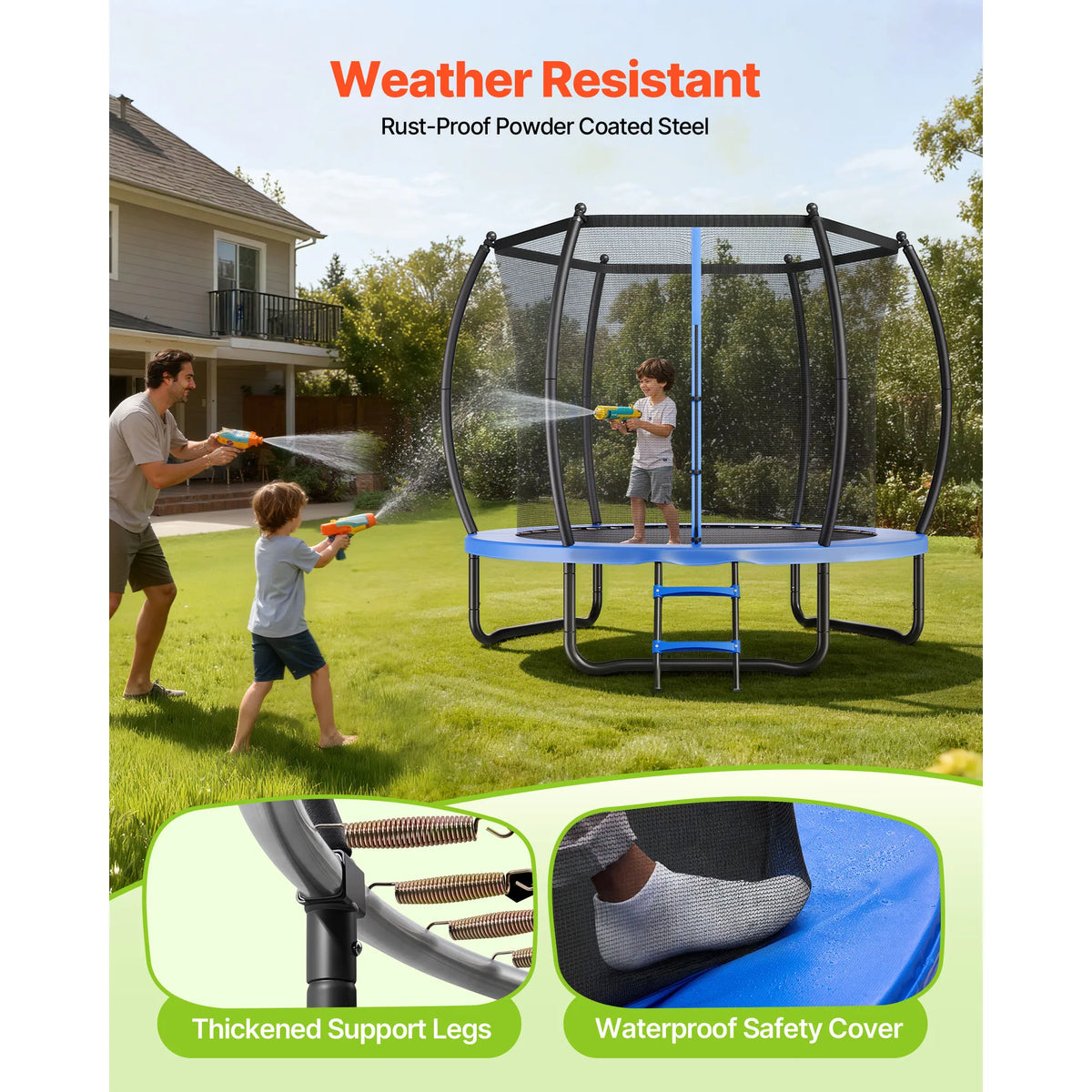 Succebuy Round Trampoline With Enclosure Net And Safety Pad
