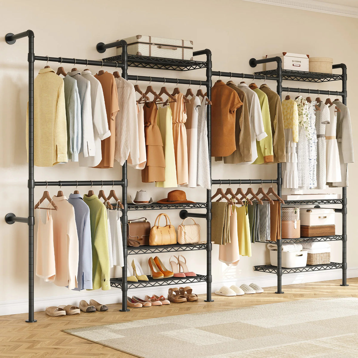 Onbrill Modern Wall Mounted Industrial Pipe Clothes Rack
