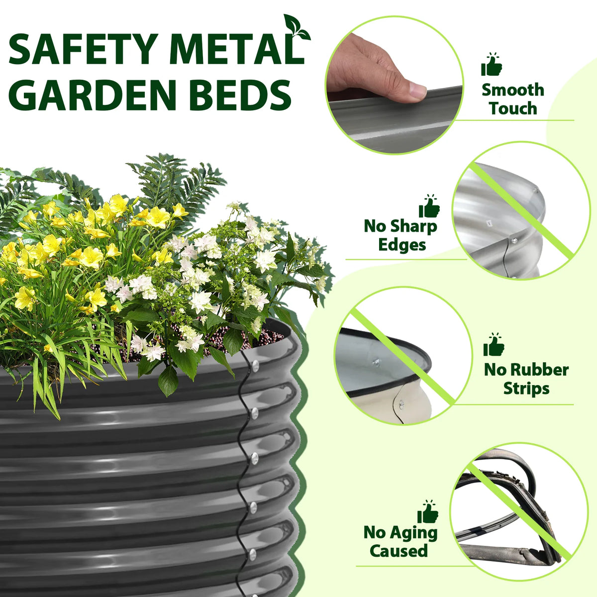 Tramull Corrugated Galvanized Metal Raised Garden Bed For Outdoors