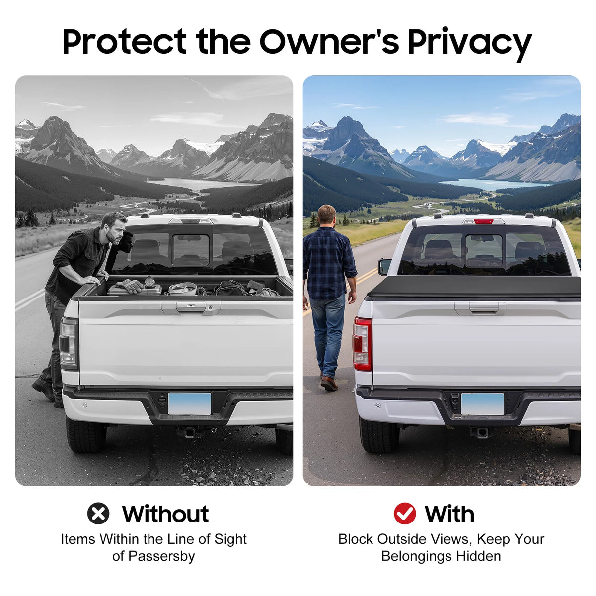 Bymaocar Soft Foldable Truck Bed Tonneau Cover For Pickup Vehicles