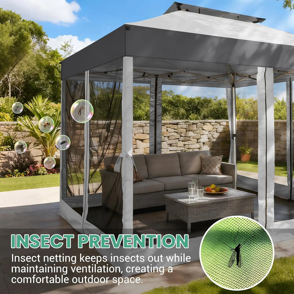 One Push Pop Up Gazebo With Dual Vent Mosquito Netting