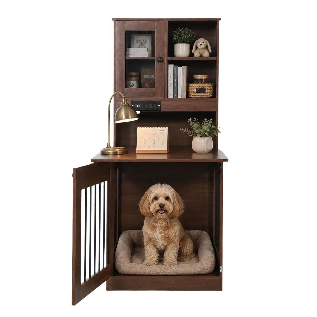Premium Wooden Dog Crate Furniture Nightstand For Small Pets
