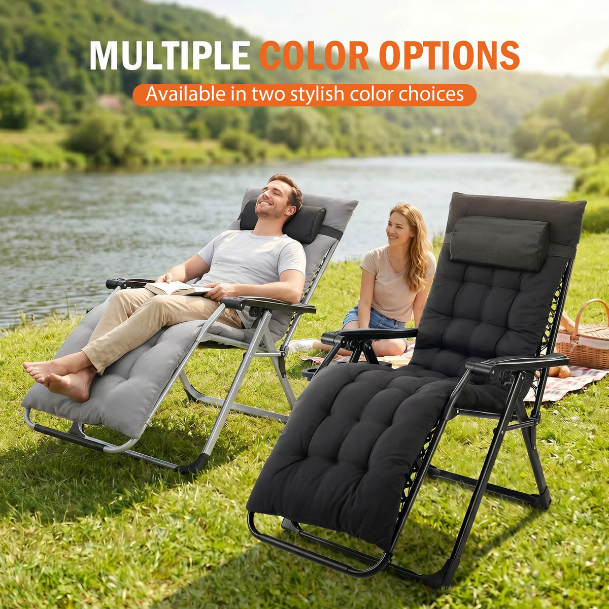JHK Zero Gravity Reclining Camping Lounge Chair Cup Holder