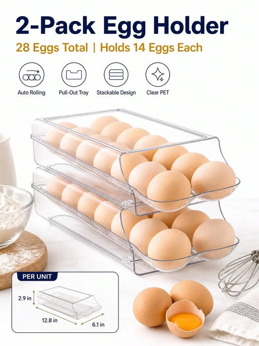 Automatic Rolling Egg Holders For Refrigerator Drawer Storage