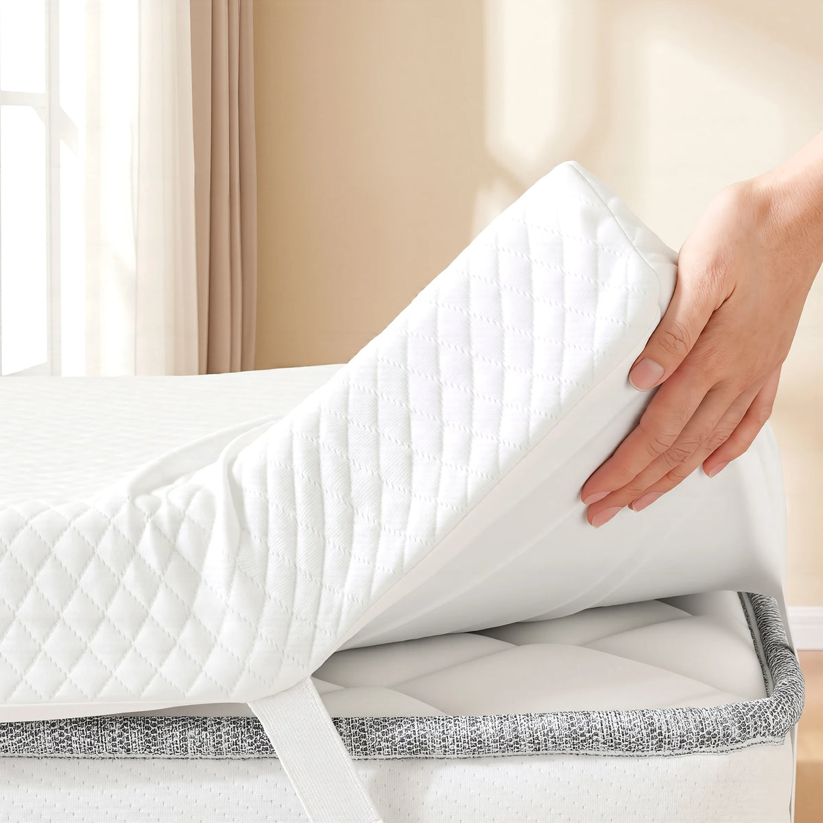 MCQ Cooling Memory Foam Mattress Topper Removable Cover