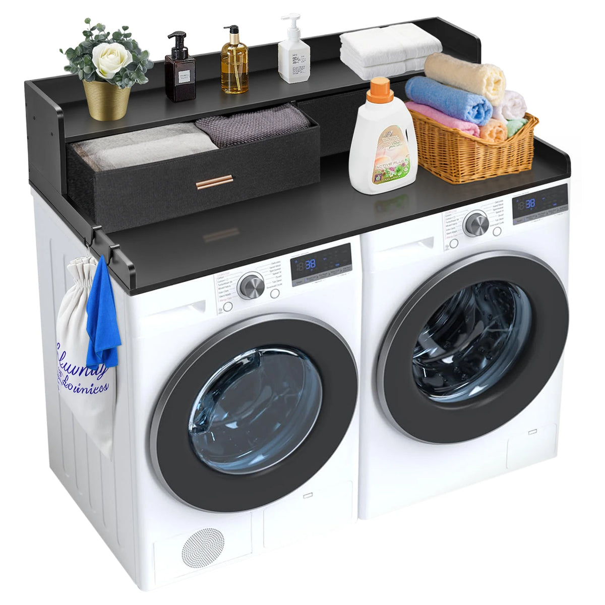 SucceBuy Wall Mounted Metal Washer Dryer Countertop Laundry Shelf