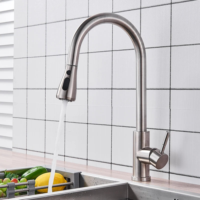 Myqualife Pull Out Deck Mounted Kitchen Sink Faucet Mixer Tap
