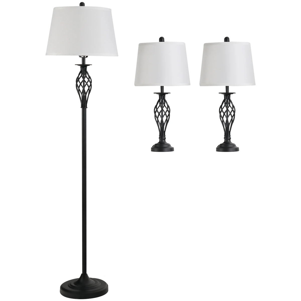 HOMCOM 3 Piece Contemporary Table And Floor Lamp Set