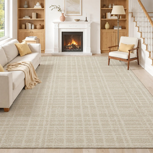 Modern Soft Velvet Striped Area Rug With Non Slip Backing