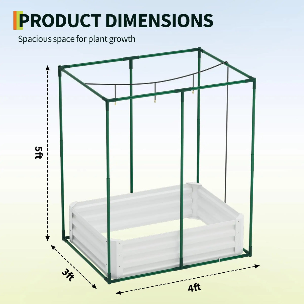 HiMISS 3In1 Galvanized Metal Raised Garden Bed Drip Irrigation Net